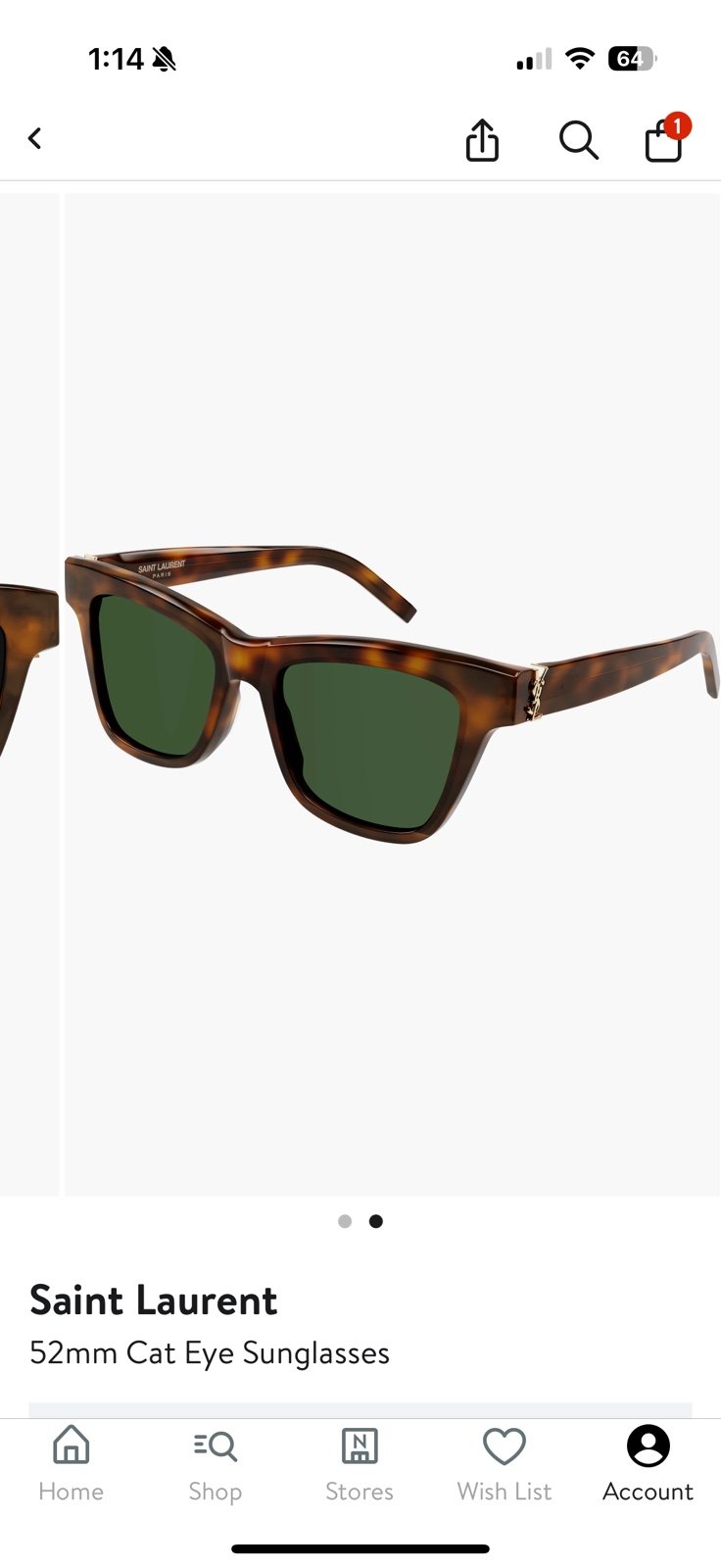 YSL 52mm Cat Eye Sunglasses