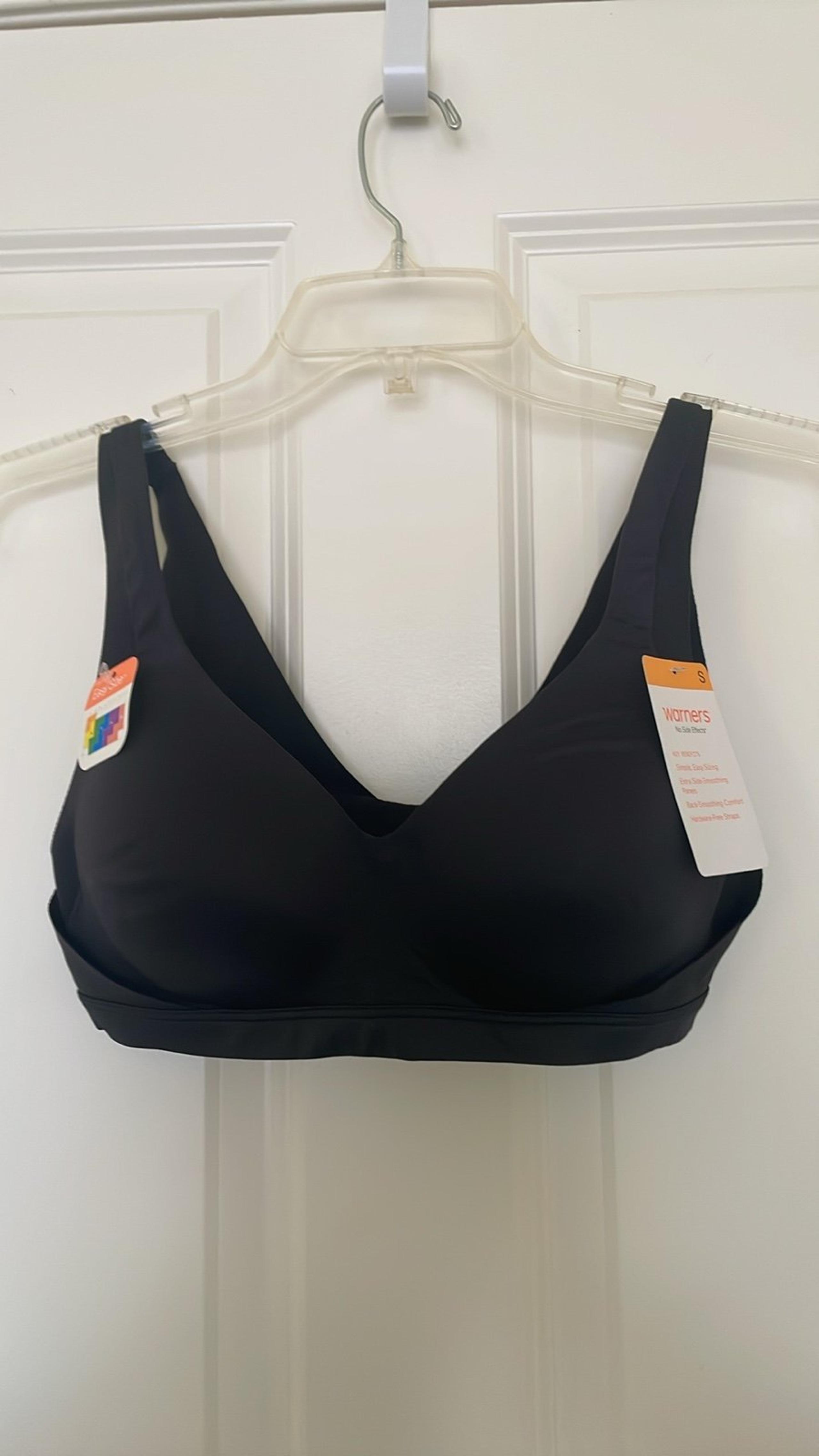 New Warner's No Side Effects Wire-Free Black Bra - Size Small