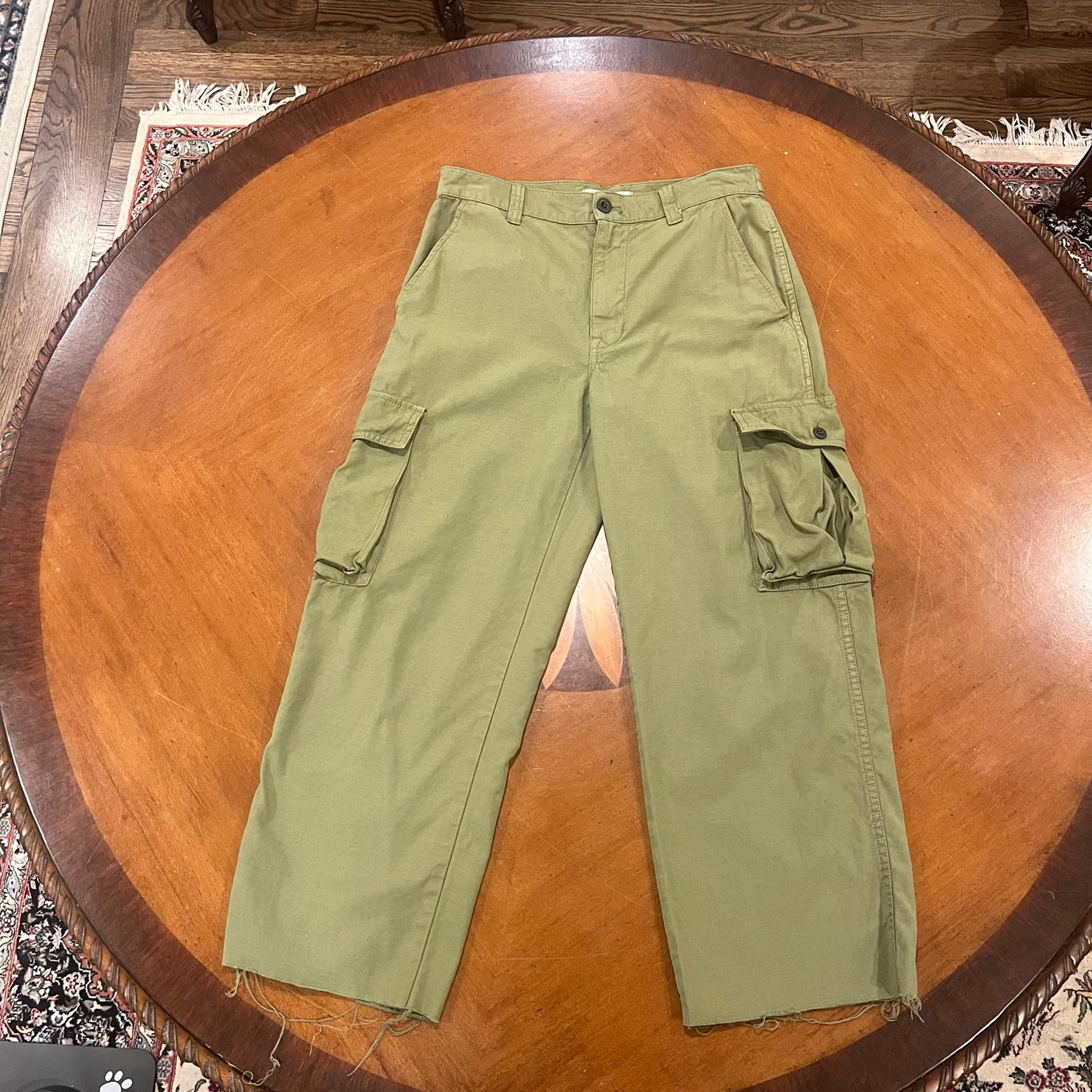 Madewell Women’s Garment-Dyed Low-Slung Straight Cargo Pants Olive 27 Altered
