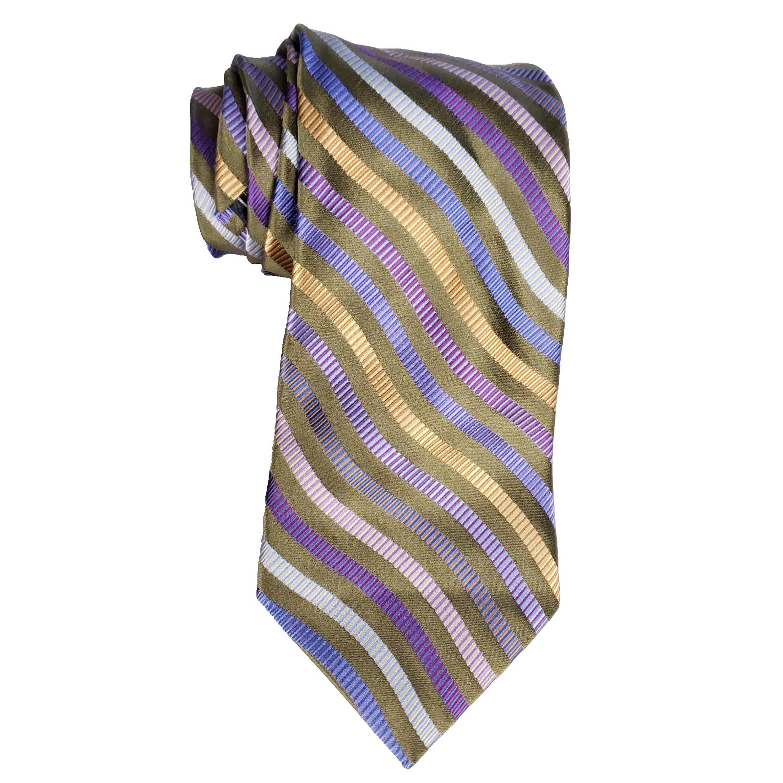 Tie Bold Stripe Wide Classic Olive Purple Y2K Revival Power Tie - Harold Powell