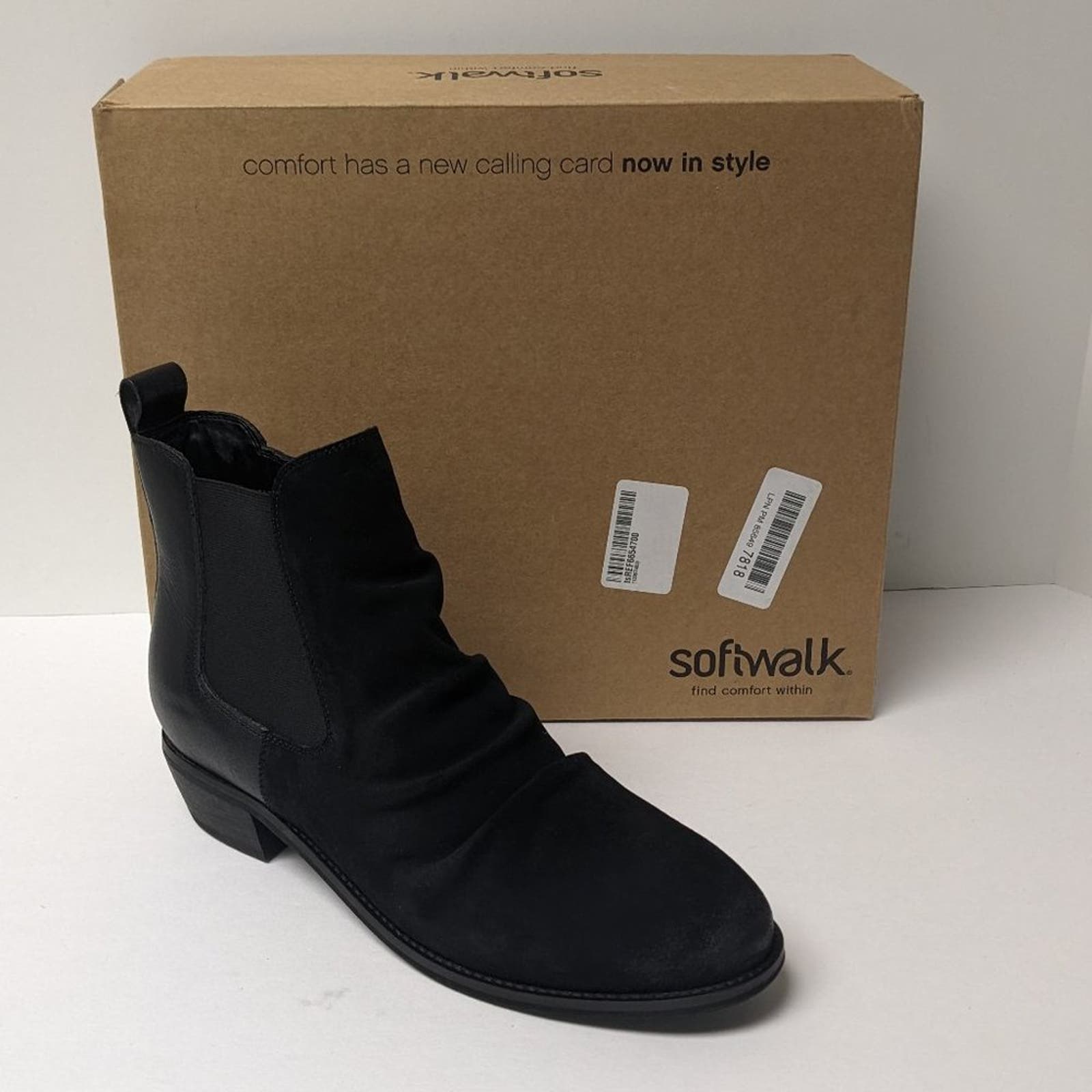 SoftWalk Rockford Ankle Boots, Black Suede, Women's 9 M