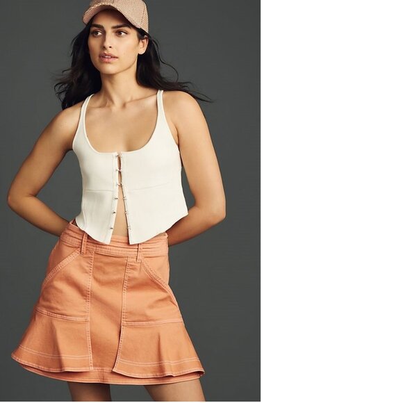 NEW Anthropologie Pilcro Kick Flare Mini Skirt size 6 peach color nwt