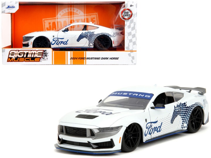 2024 Ford Mustang Dark Horse White with Mustang Horse Graphics Bigtime Muscle