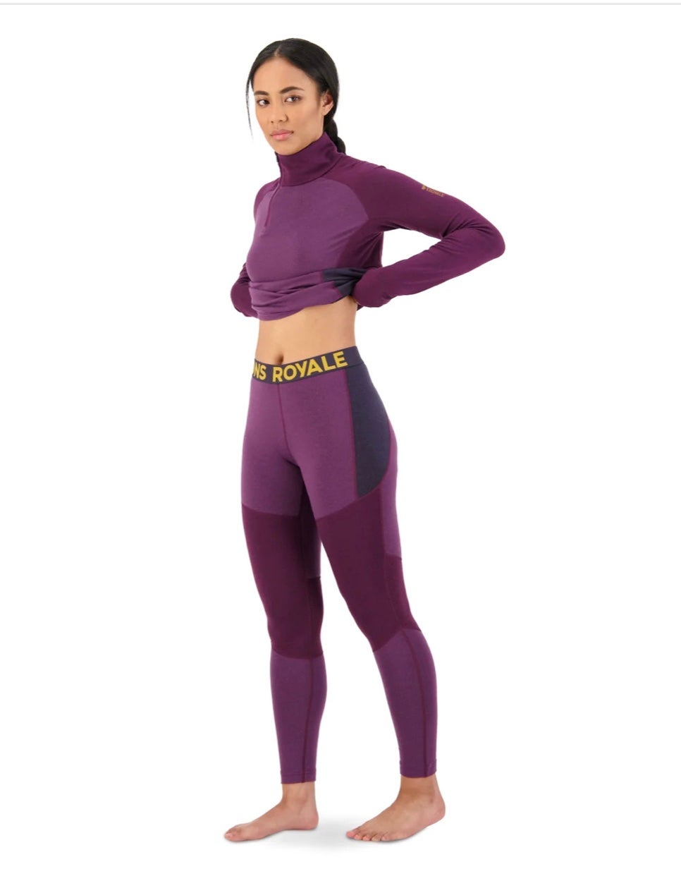 Mons Royal Women’s Olympus Merino Wool Hood Base Layer Size S & Legging Size XS