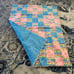 Handmade Childrens Patchwork Quilt Jesus Loves Me Pink Blue 35x47 Tie Dye Lace