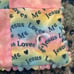 Handmade Childrens Patchwork Quilt Jesus Loves Me Pink Blue 35x47 Tie Dye Lace
