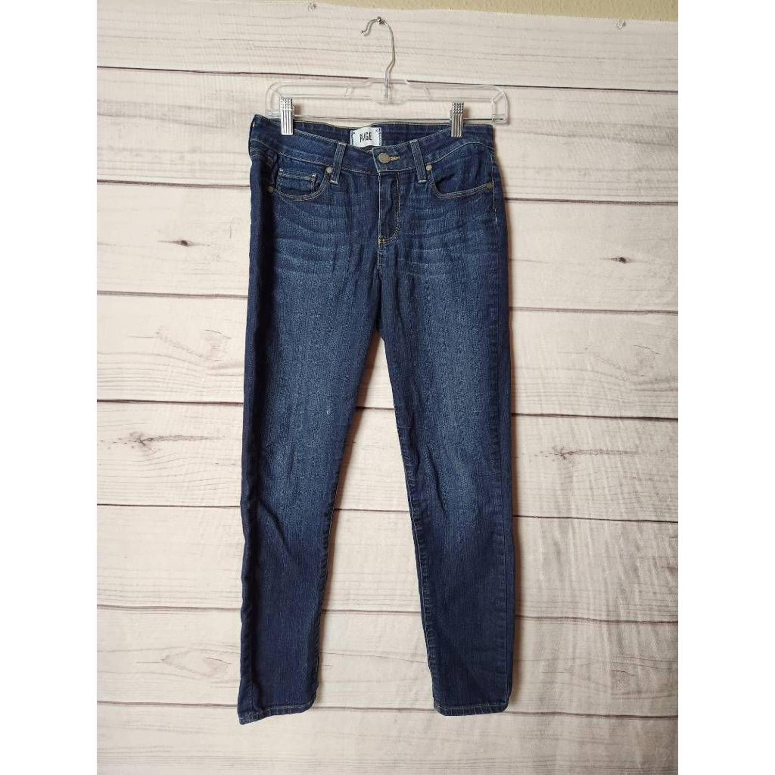 Paige Womens Kylie Cropped Jeans Blue Stretch Dark Wash Mid Rise USA 27