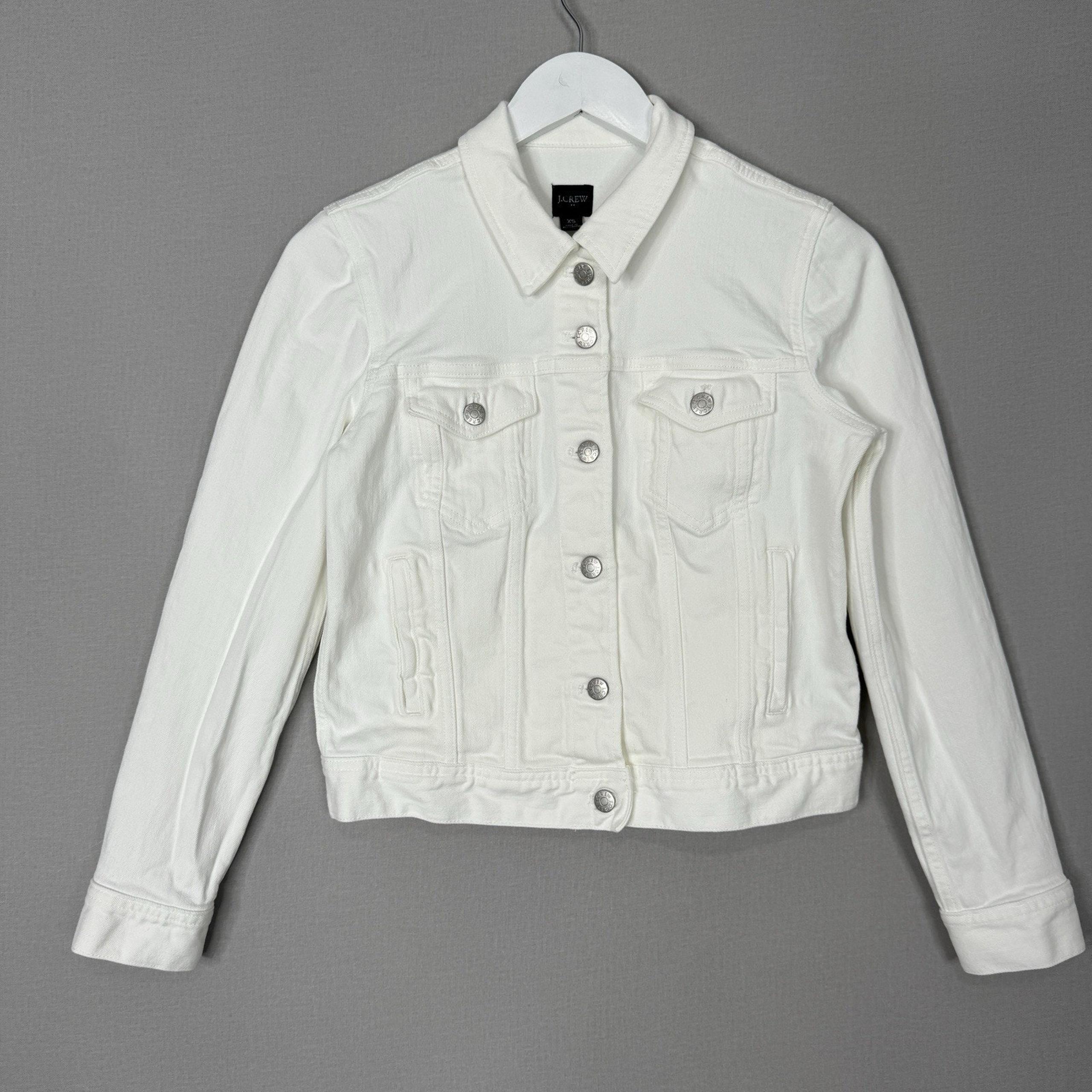 J.Crew Womens Jean Jacket XS White Wash Classic Crop Preppy Old Money Prep 2024