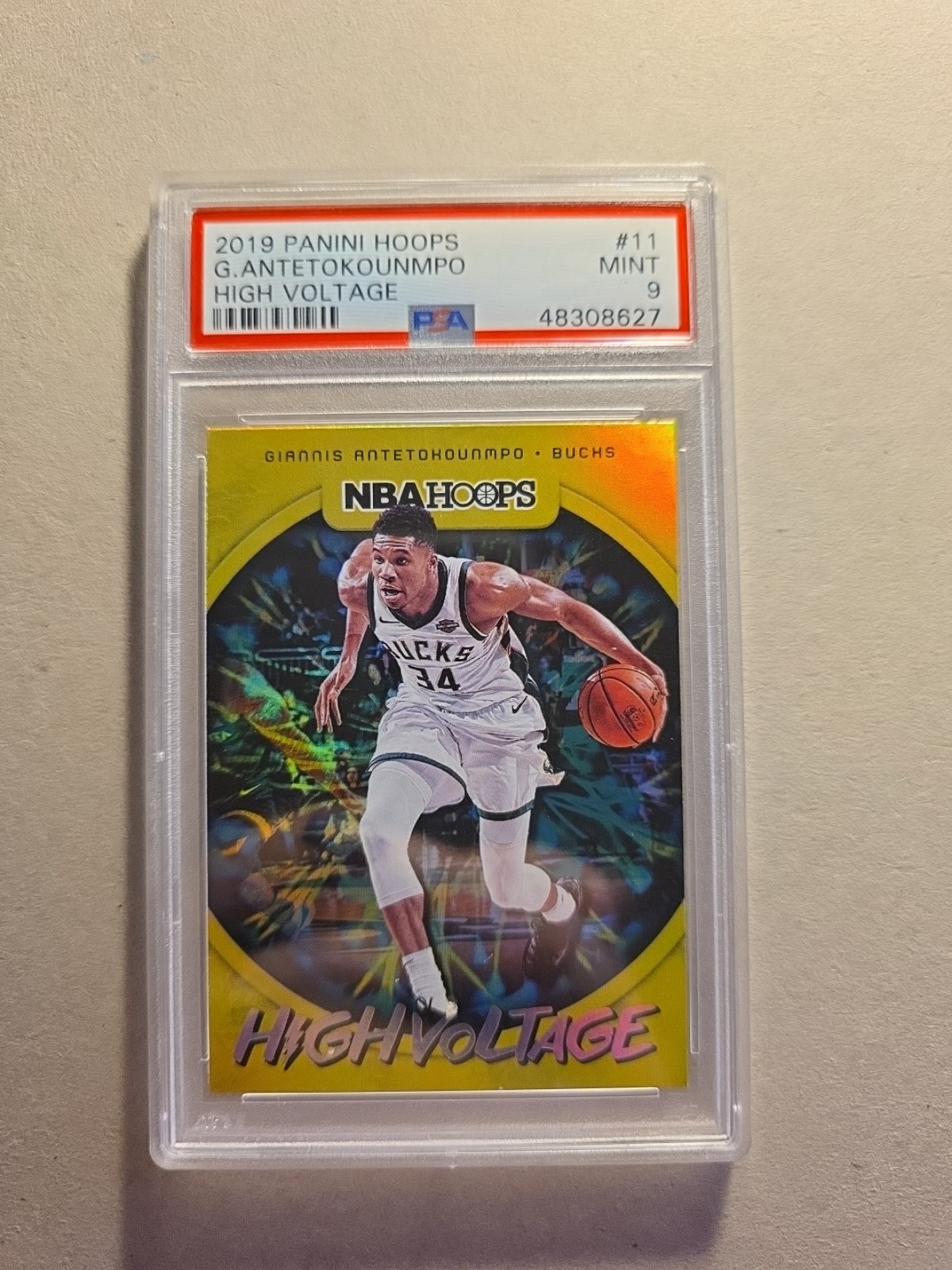 Giannis Antetokounmpo 2019-20 Panini Hoops High Voltage #11 MINT PSA 9