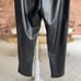She & Sky Black Faux Leather Paperbag Cropped Pants M