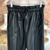 She & Sky Black Faux Leather Paperbag Cropped Pants M