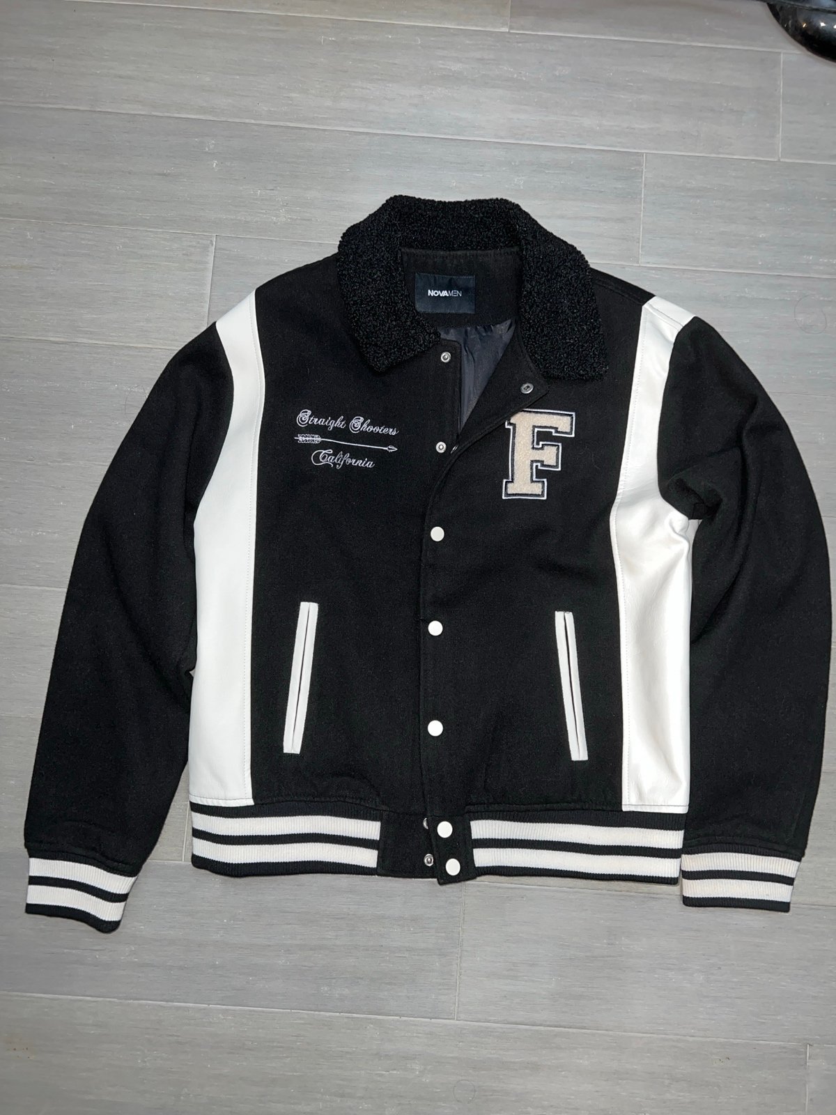 Fashion Nova Men’s Archery Club Sherpa Collared Varsity Jacket
