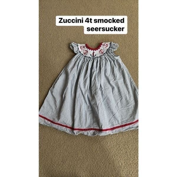 Zuccini smocked nautical seersucker dress size 4