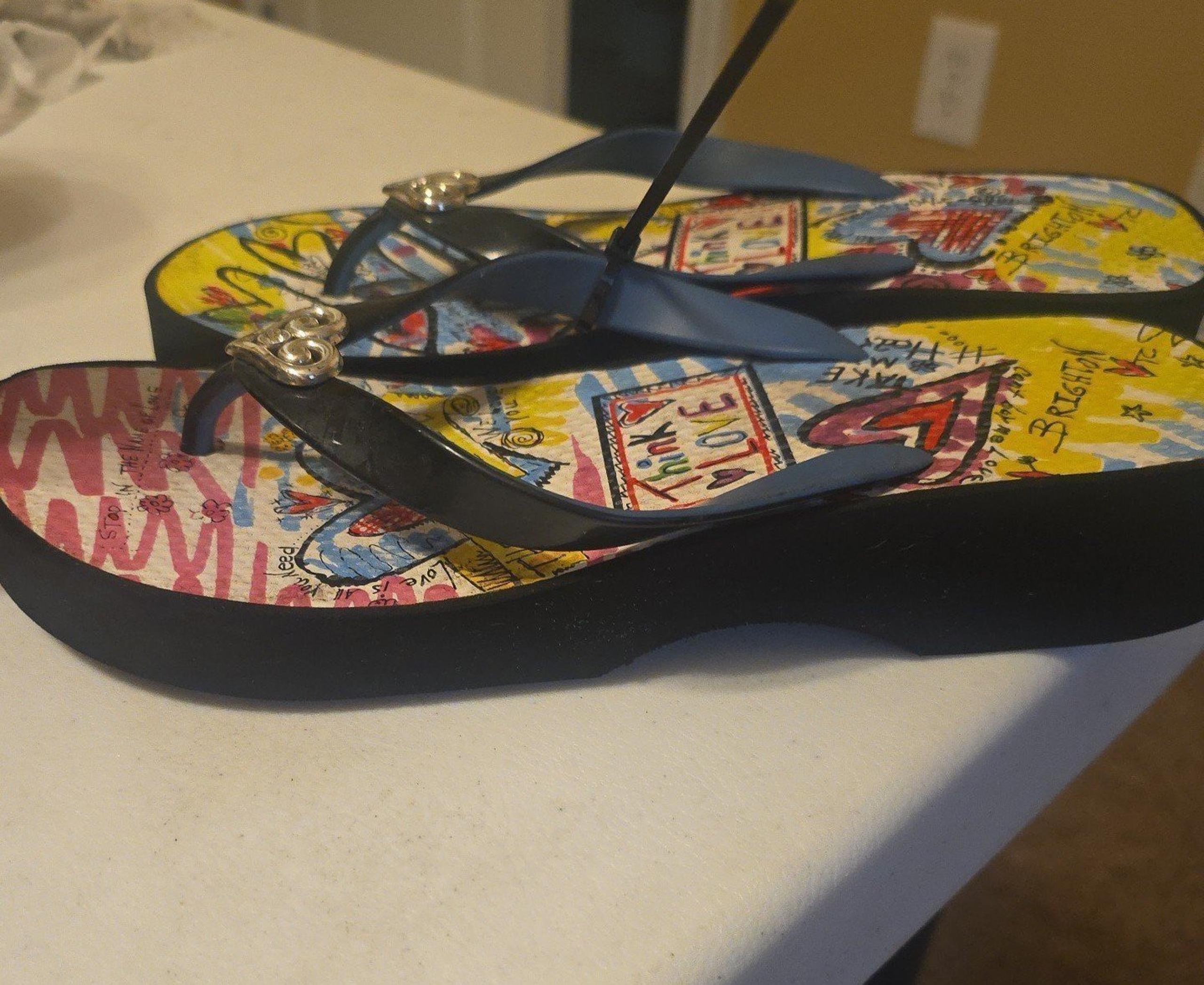 Brighton Moda heart bling wedge Flip Flops 9