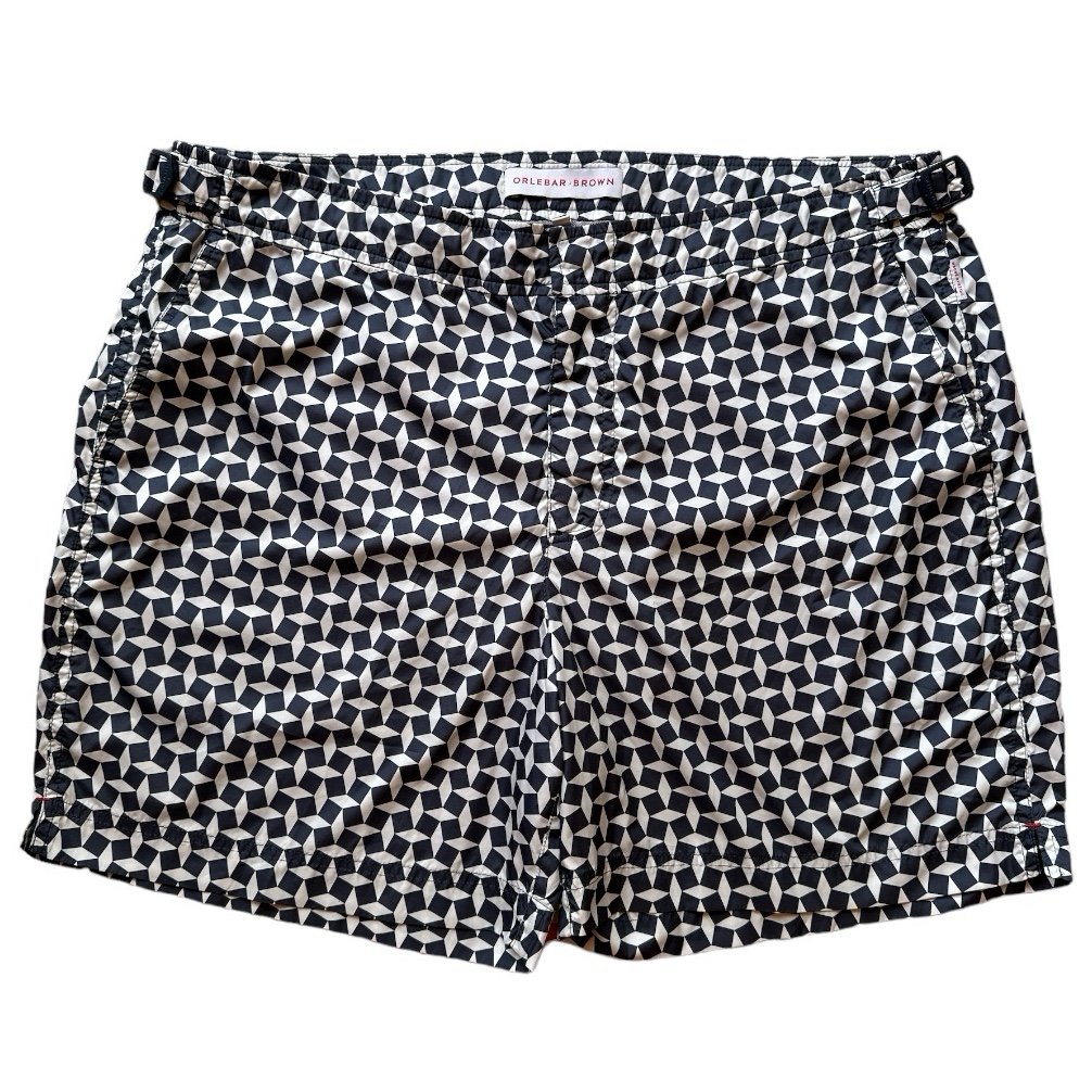 Orlebar Brown - Jack - Navy Blue & White Lined Swim Shorts Trunks Size 36