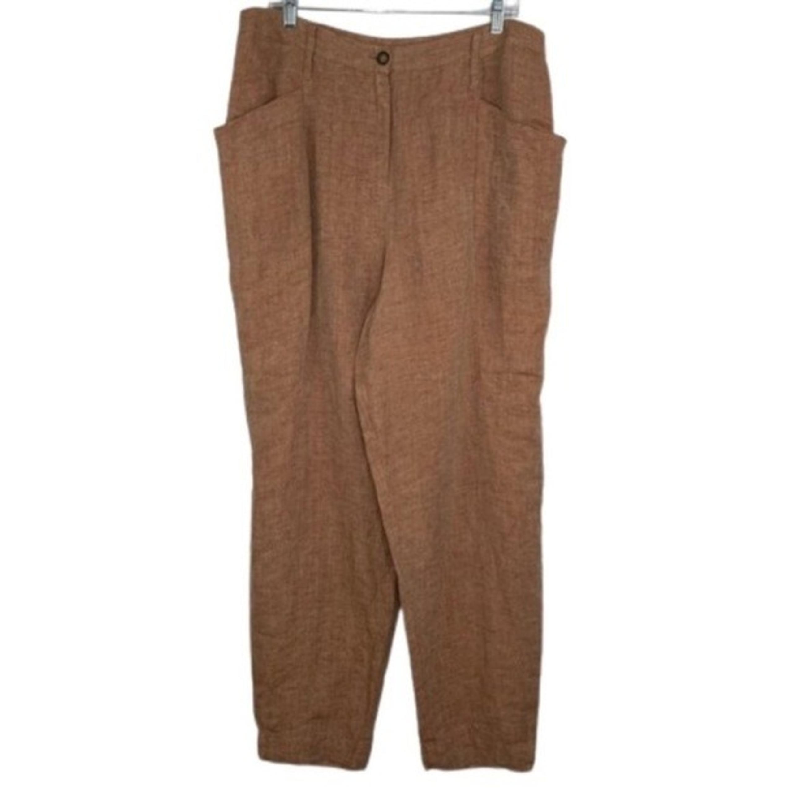 Poetry light pink 100% Linen High-waisted pants women's size 12