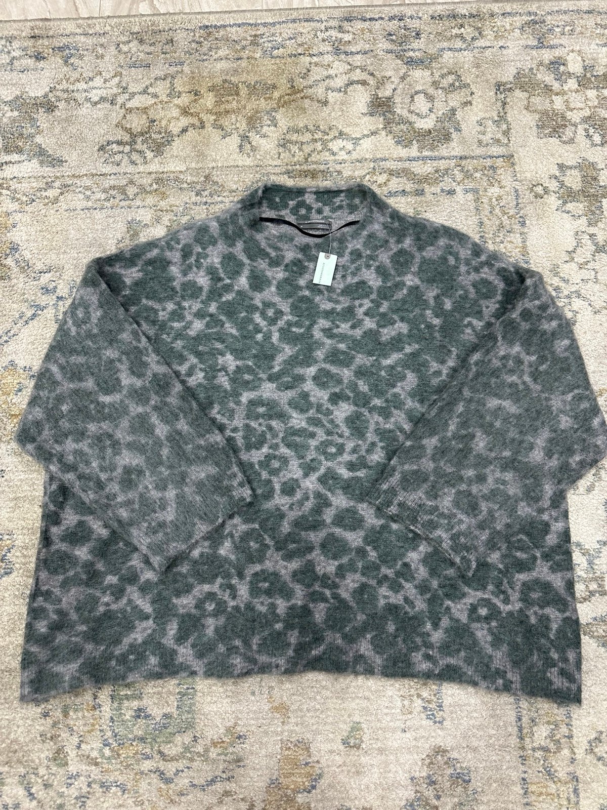 NWT Anthropologie Womens Cheetah Print Mock Neck Sweater Sz 2X