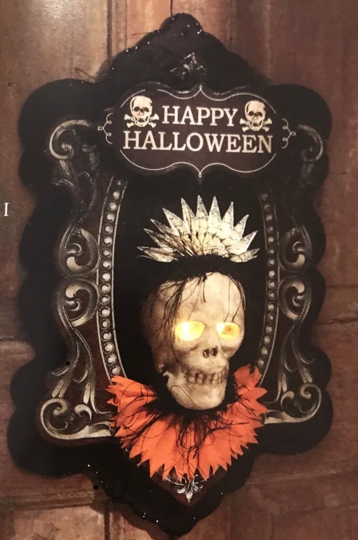 Bethany Lowe Halloween Skeleton Wall Plaque w/LED Lights--Retired