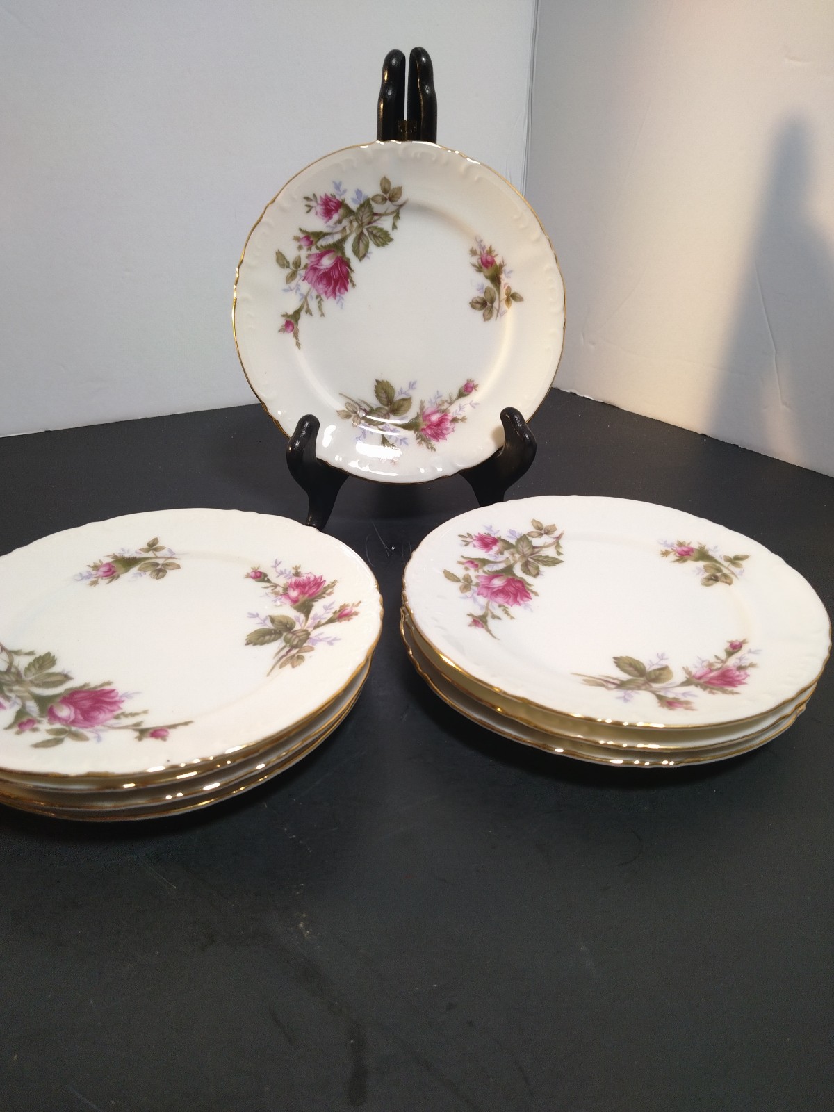 L& M Bond Fine China 8 bread plates Pompadour Rose