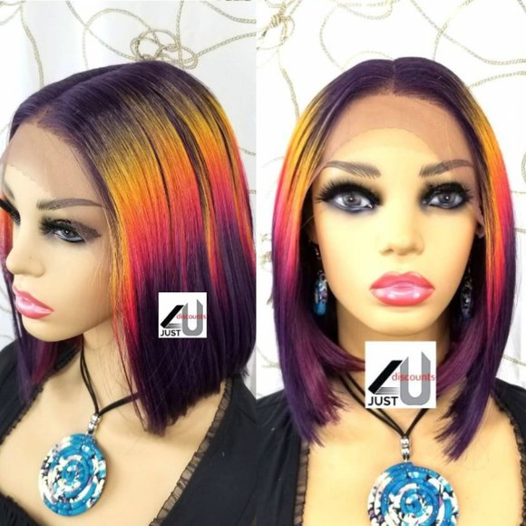 Cosmic wow factor bob lace wig multicolor lace wig