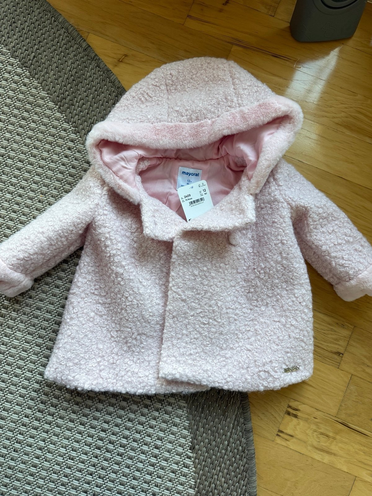 Baby Girl Mayoral Light Pink Hooded Jacket Coat