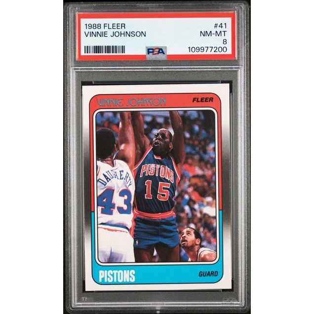Graded 1988 Fleer Vinnie Johnson #41 Card PSA 8 NM-MT