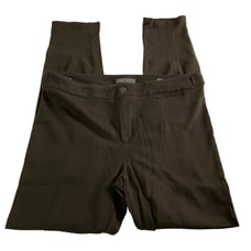 Vince Skinny Pointe Zip Front Stretch Ankle Crop Pants Brown 10 4-6