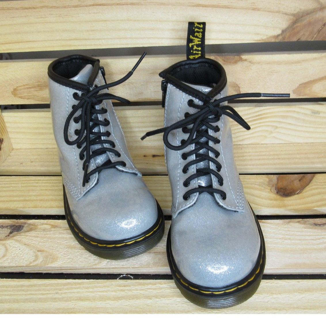 Dr. Marten's Kids Silver Sparkly 1460 Glitter T Boots 10