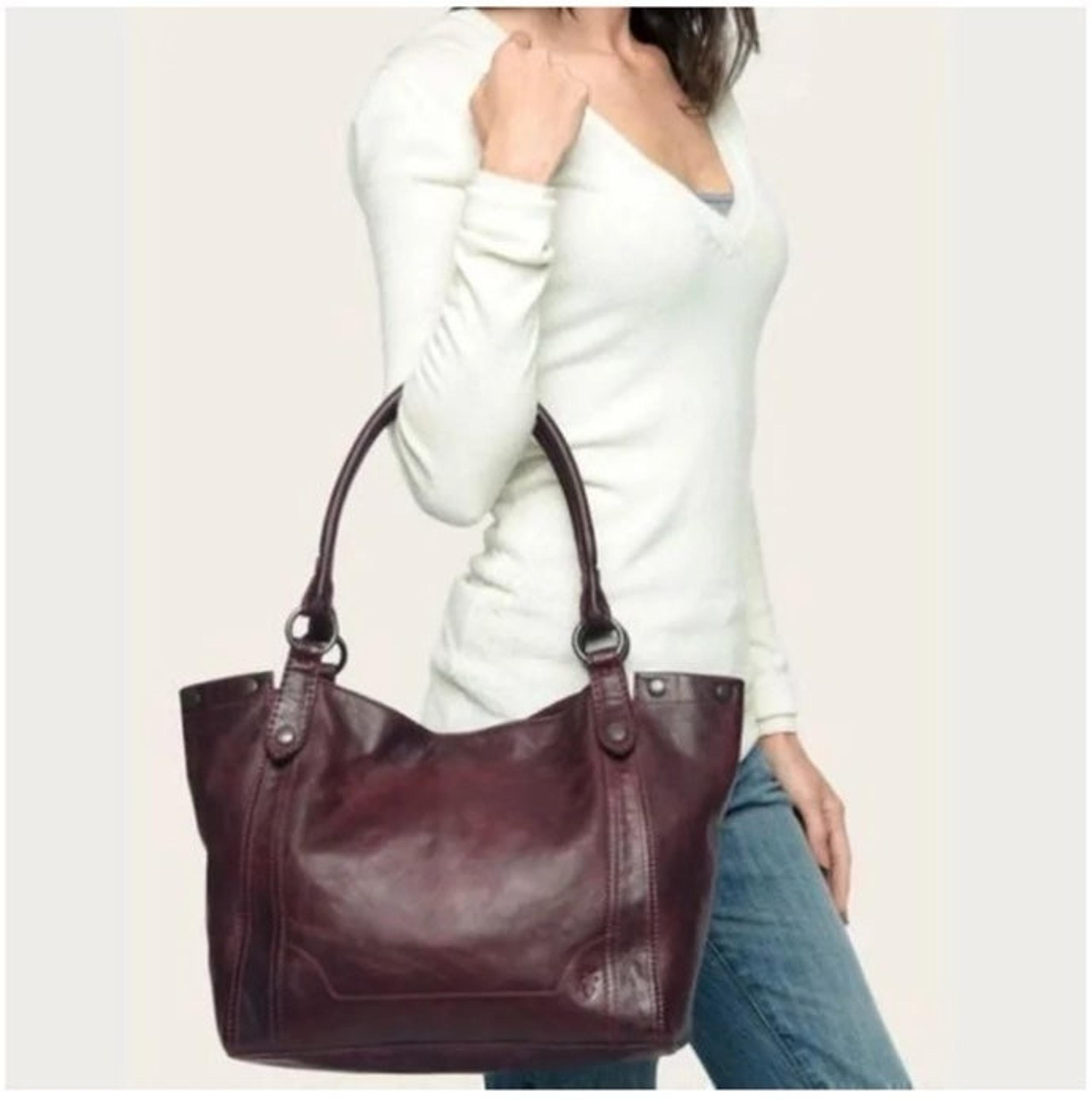 FRYE Melissa Shoulder Bag tote Merlot Wine Pull up Leather purse