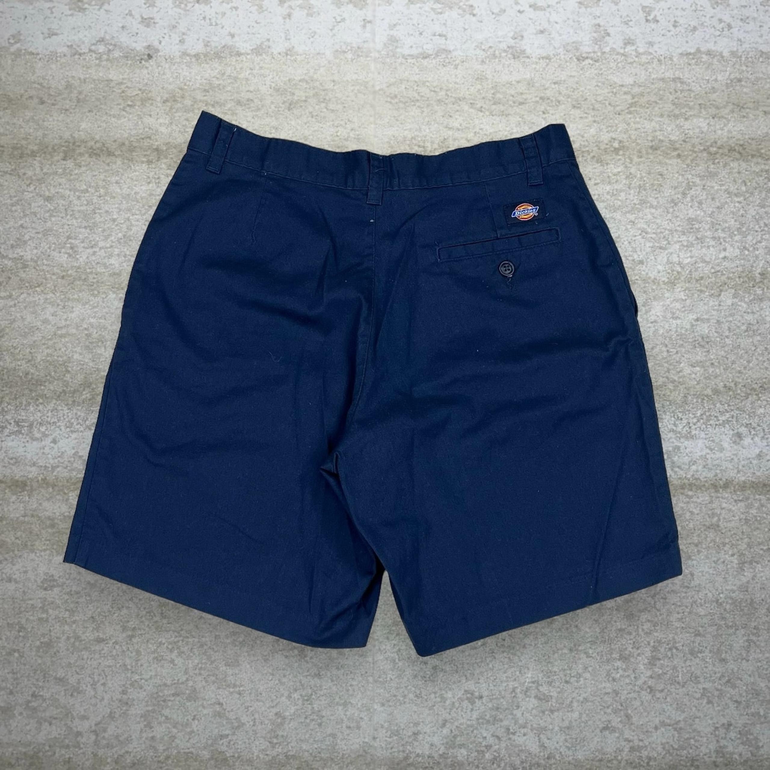 Vintage Dickies Khakis Shorts Navy Blue Cotton 9" Inseam Womens 90s