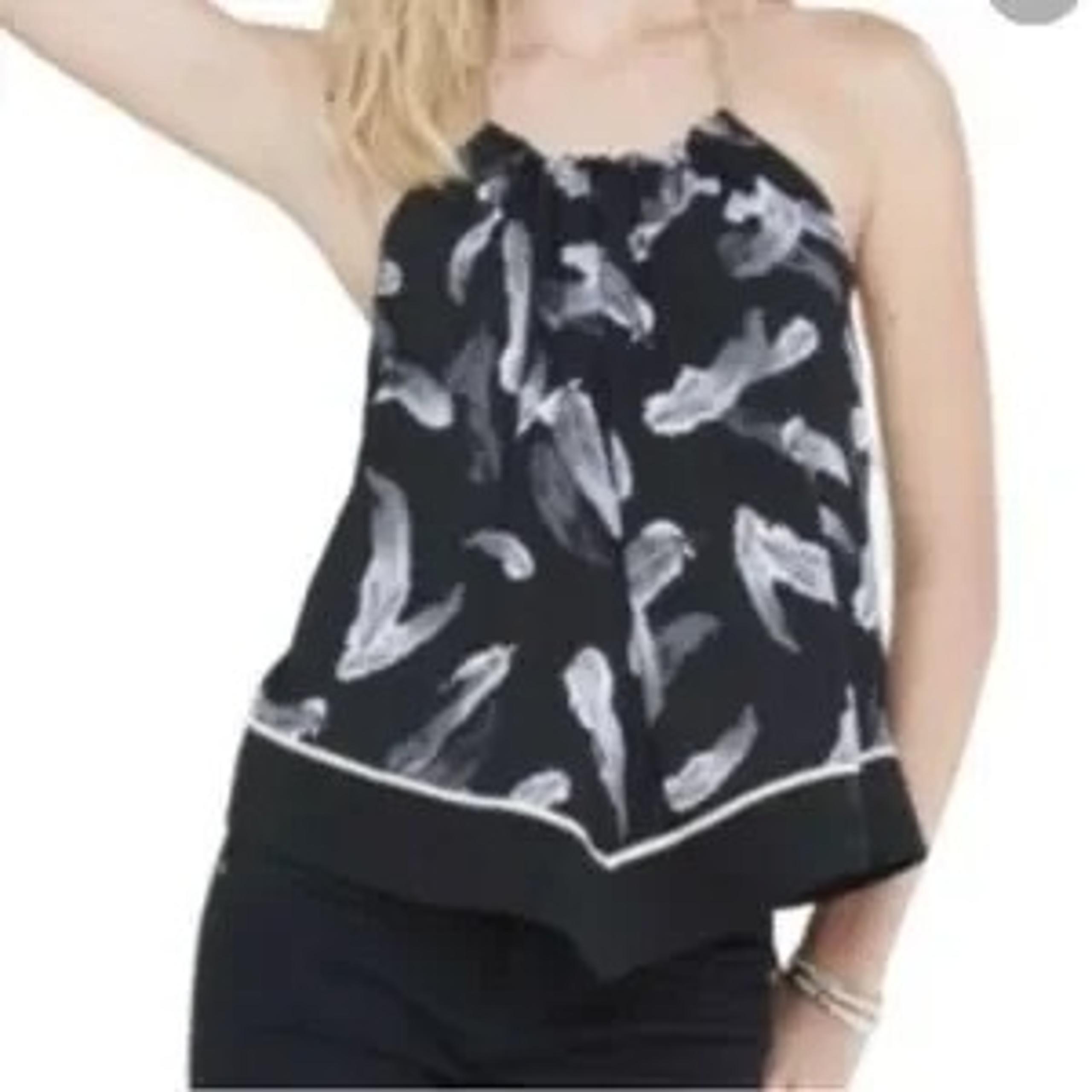 Express Women Size large Black Feather Print Chain Neck Strap Halter Top