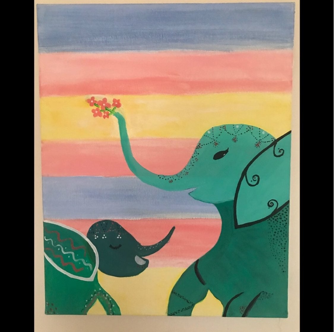 Hand Painted Elephant Collector Canvas