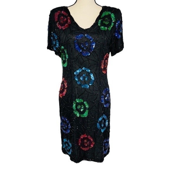 Floral vintage sequin dress