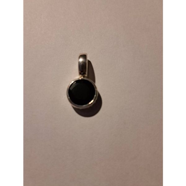 Vintage Estate Sterling Silver 925 CI Thailand Onyx Pendant w/ Heart Cutouts