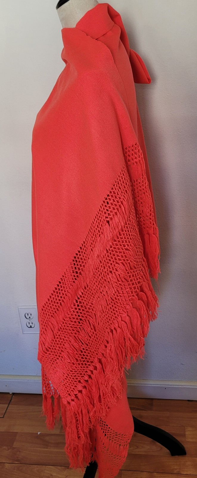 Orange Traditional Mexican Rebozo | Handloom Shawl with Fringe | Wrap / Scarf