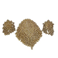 Vintage Blinged Out Fringe Brooch and Earring Set (A4810)