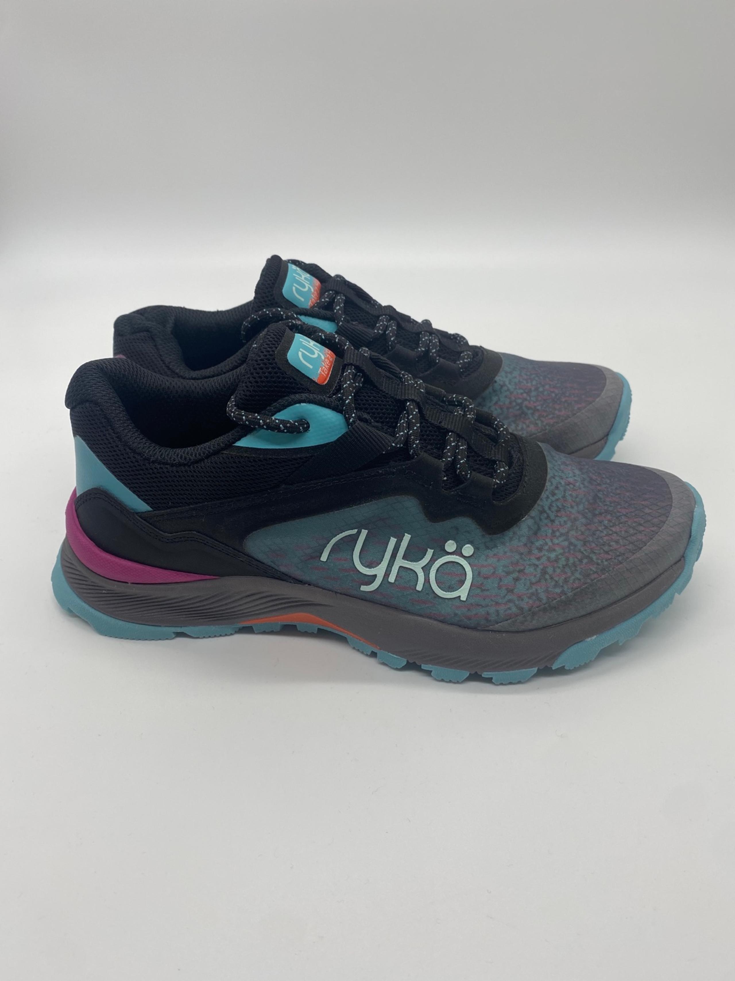 Women's Ryka, Take A Hike Trail Hiking Shoe H9058M1001 Black Leather Mesh Sz 7.5