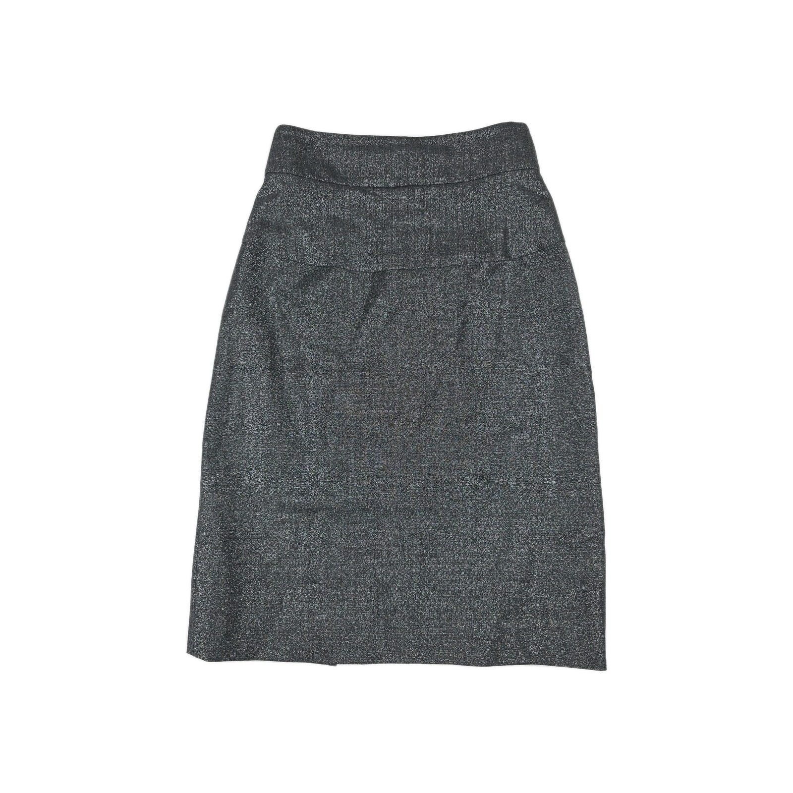 Theory Gray Wool Angora Blend Women's 00 Metallic Sheen Knee-Length Pencil Skirt