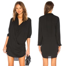 Krisa Drape Button Front Mini - Black