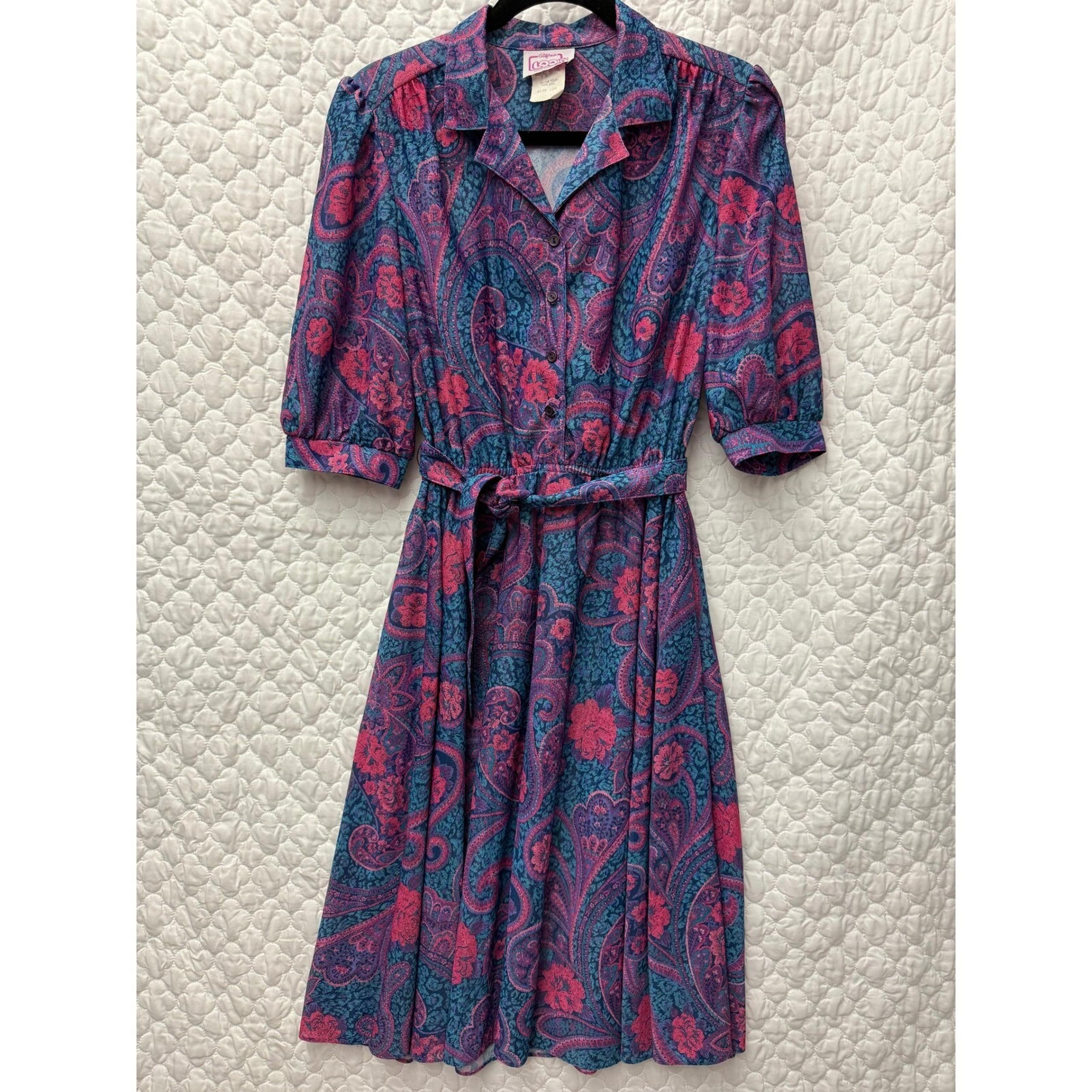 Vintage Retro California Looks 80s Shirt Dress Size 12P