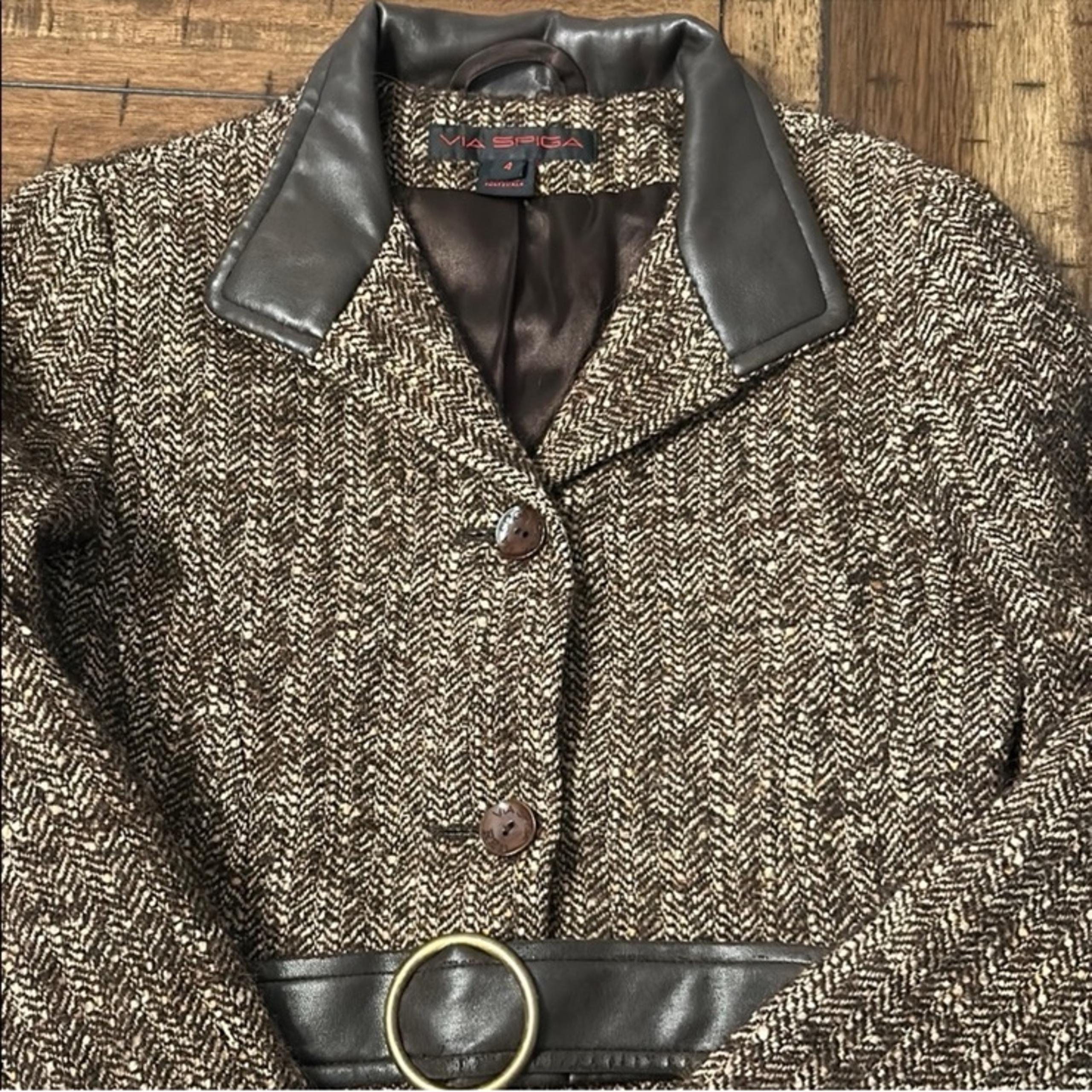 Via Spiga brown nubby tweed topper jacket Size 4