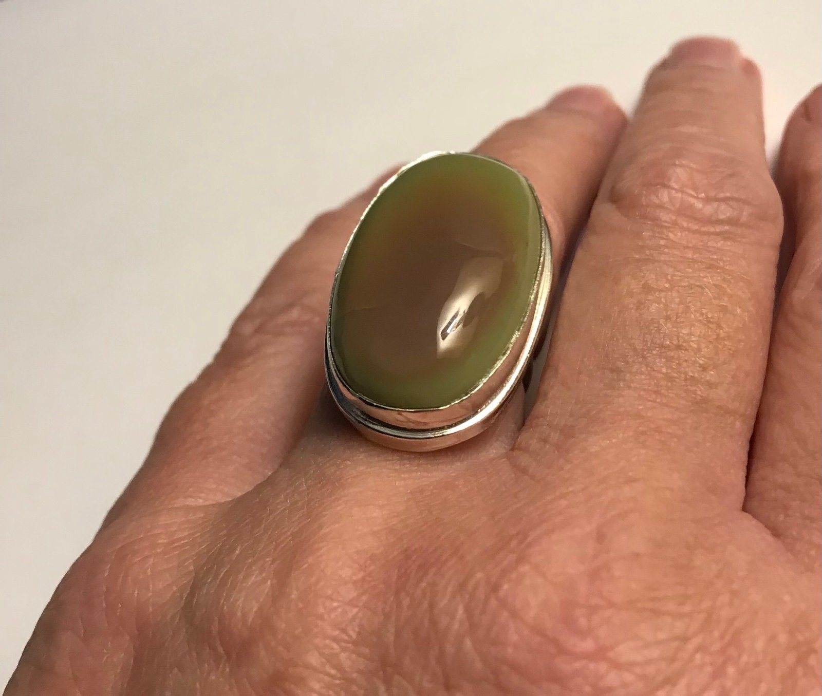 Green Opal 925 Sterling Silver Ring