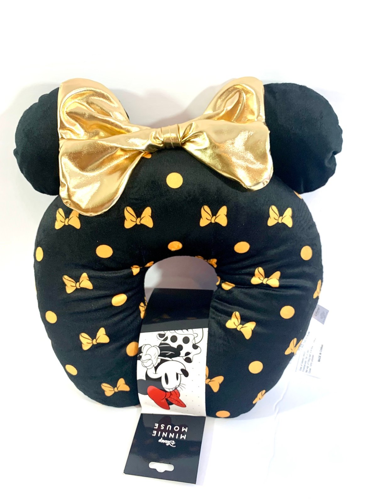 Disney Minnie Mouse Gold Bow Ears Travel Pillow