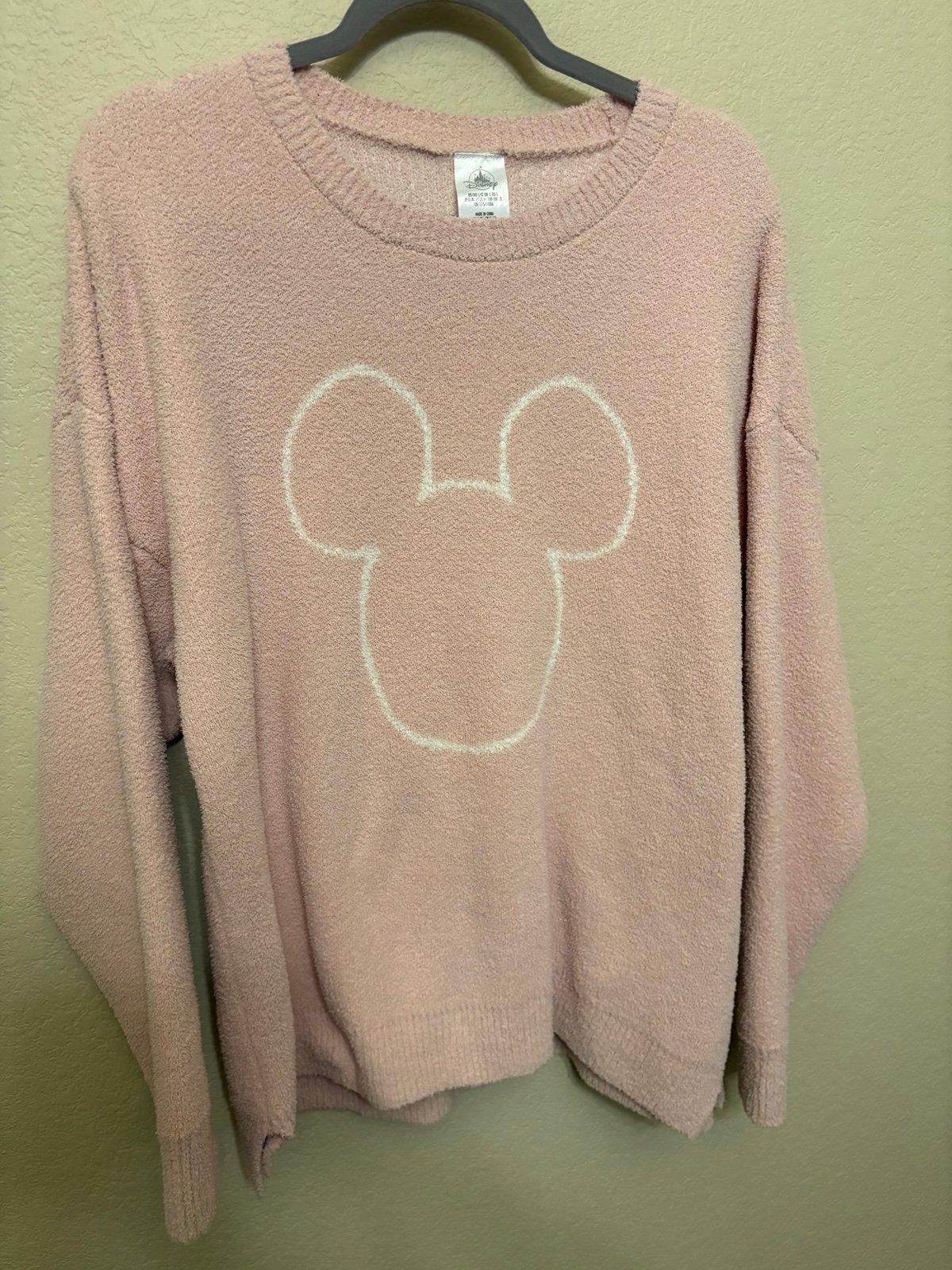 Disney Parks Mickey Ears Pink Fuzzy Sweater