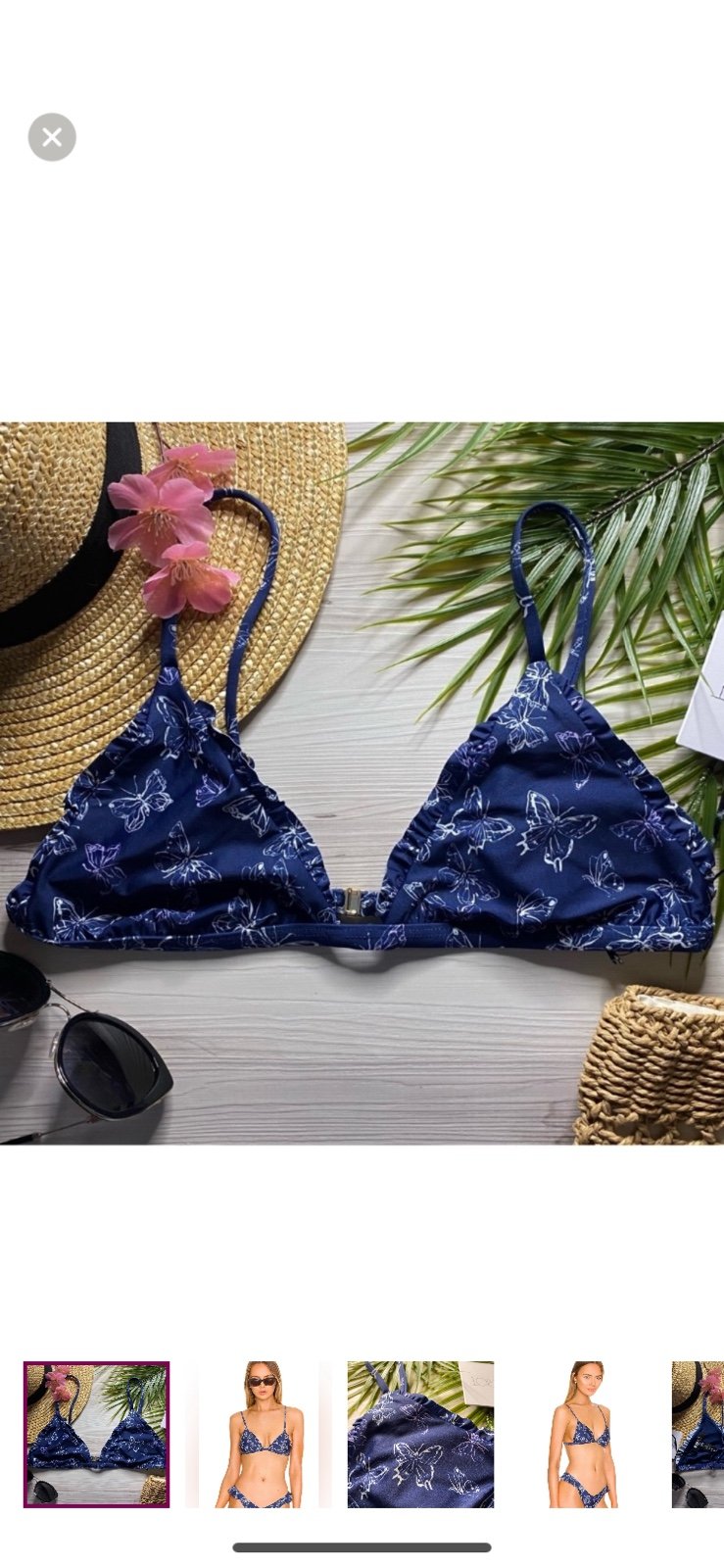 Beach Riot Rosie Navy Ruffle Swim Bikini Top