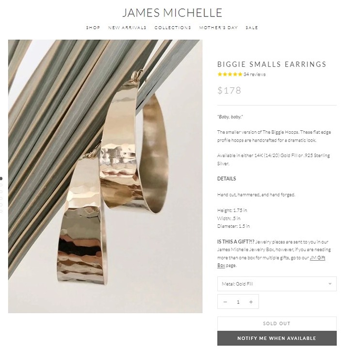 James Michelle Biggie Smalls Hoop Earrings