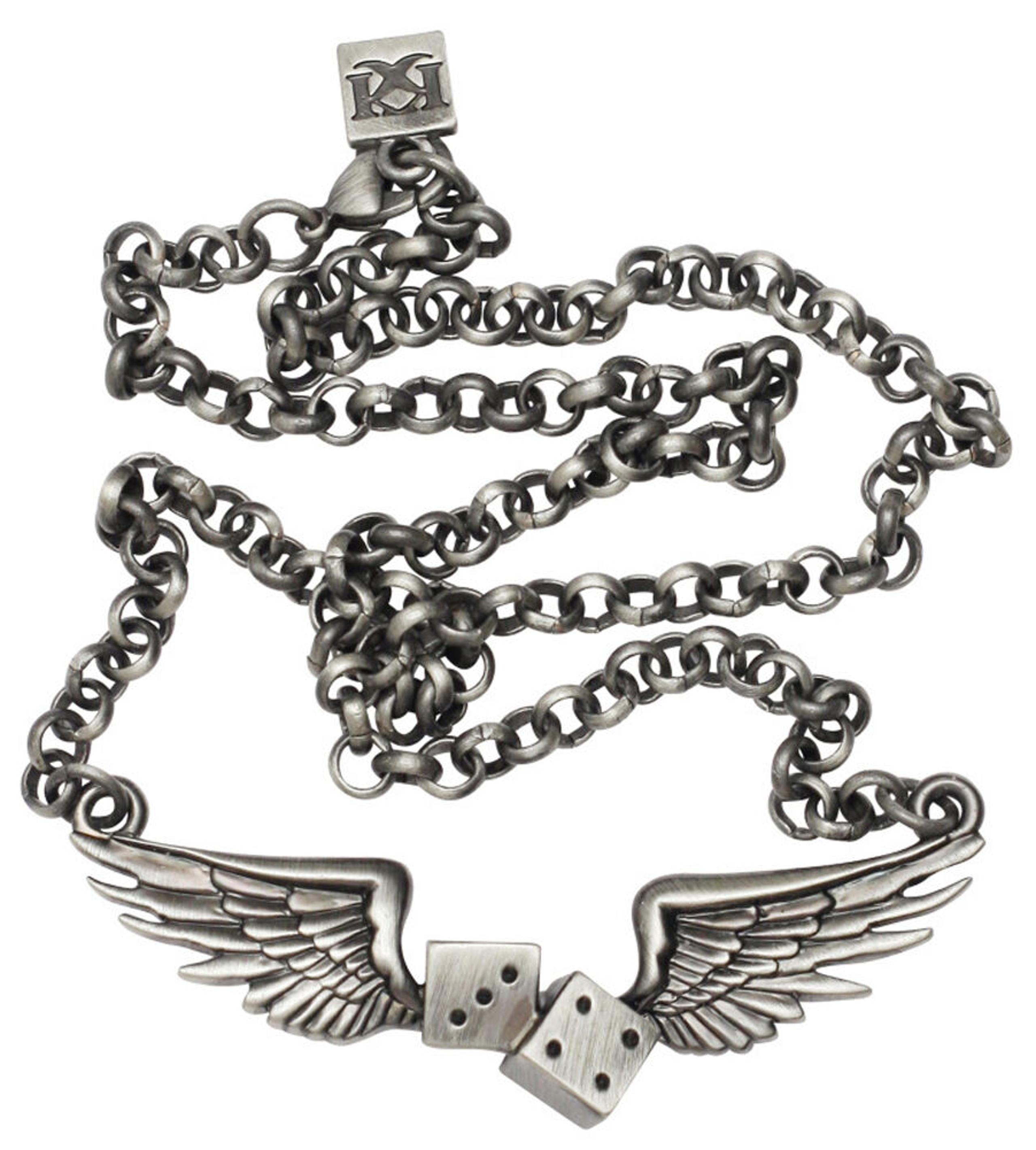 Kitsch 'n' Kouture Flying Dice Wings Luck Necklace Rockabilly Pendant Necklace