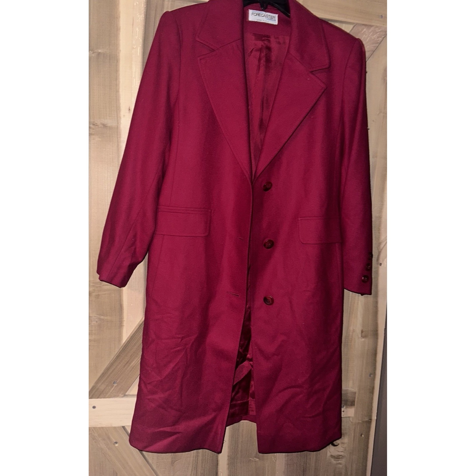 Vtg 80s Forecaster of Boston USA Union Made Red Wool Jacket Coat Sz 1M/L