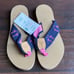Eliza B. Leather Man Ltd Women's Flamingo Embroidered Navy and Pink Flip Flops 8