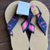 Eliza B. Leather Man Ltd Women's Flamingo Embroidered Navy and Pink Flip Flops 8